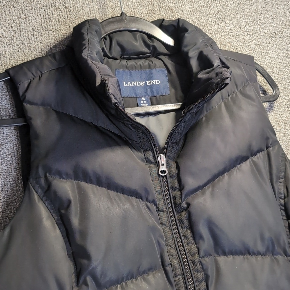 Lands End Goose Down Vest Dusk Black Size Medium - Picture 2 of 10